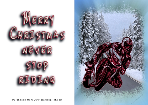 No Cut Just Print Christmas Cards - Santa on a Motorbike