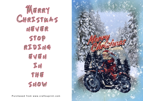 No Cut Just Print Christmas Cards - Santa on a Motorbike