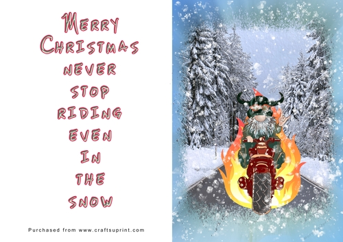 No Cut Just Print Christmas Cards - Santa on a Motorbike