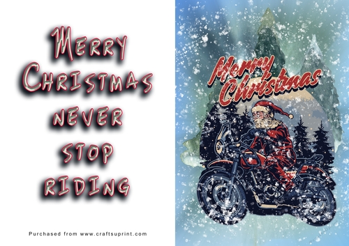 No Cut Just Print Christmas Cards - Santa on a Motorbike