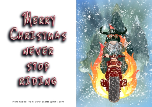 No Cut Just Print Christmas Cards - Santa on a Motorbike