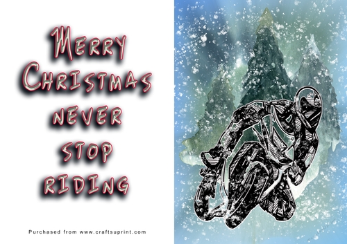 No Cut Just Print Christmas Cards - Santa on a Motorbike