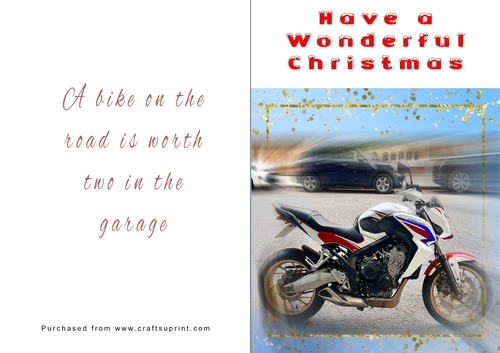 No Cut Just Print Christmas Cards - Motorbikes