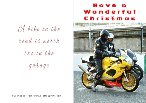 No Cut Just Print Christmas Cards - Motorbikes