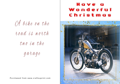 No Cut Just Print Christmas Cards - Motorbikes