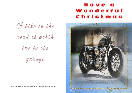 No Cut Just Print Christmas Cards - Motorbikes