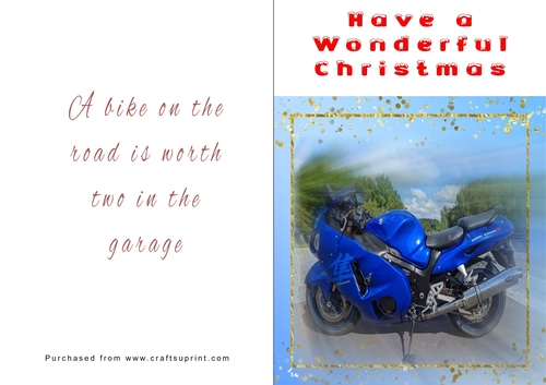 No Cut Just Print Christmas Cards - Motorbikes