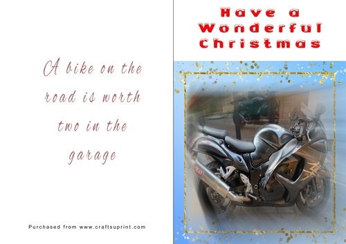 No Cut Just Print Christmas Cards - Motorbikes