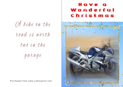 No Cut Just Print Christmas Cards - Motorbikes