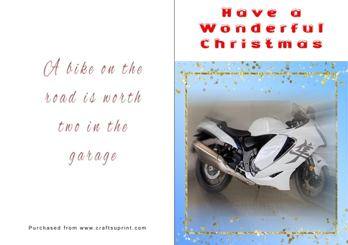 No Cut Just Print Christmas Cards - Motorbikes