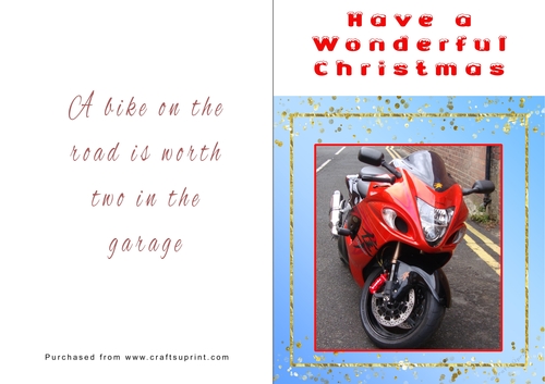 No Cut Just Print Christmas Cards - Motorbikes