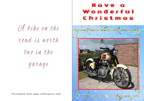 No Cut Just Print Christmas Cards - Motorbikes