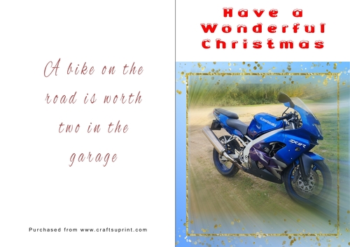 No Cut Just Print Christmas Cards - Motorbikes