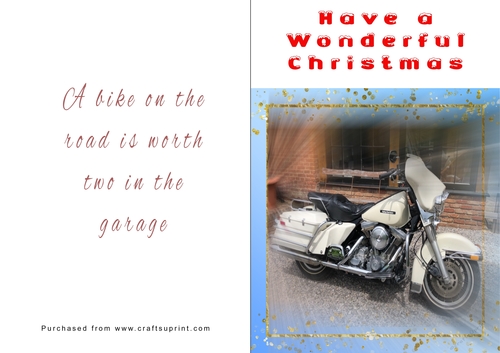 No Cut Just Print Christmas Cards - Motorbikes