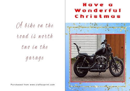 No Cut Just Print Christmas Cards - Motorbikes