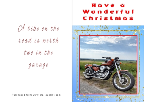 No Cut Just Print Christmas Cards - Motorbikes