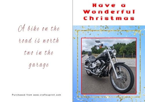 No Cut Just Print Christmas Cards - Motorbikes