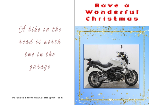 No Cut Just Print Christmas Cards - Motorbikes