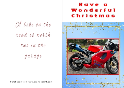 No Cut Just Print Christmas Cards - Motorbikes