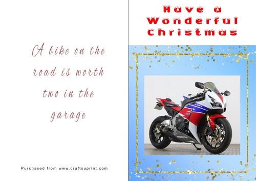 No Cut Just Print Christmas Cards - Motorbikes