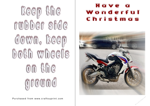 No Cut Just Print Christmas Cards - Motorbikes