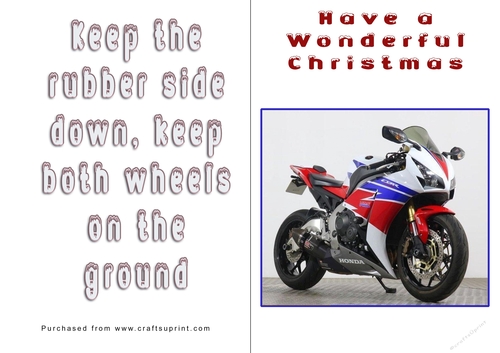 No Cut Just Print Christmas Cards - Motorbikes
