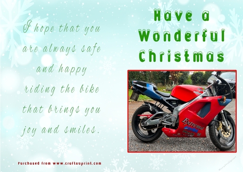 No Cut Just Print Christmas Cards - Motorbikes