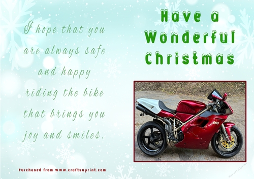 No Cut Just Print Christmas Cards - Motorbikes