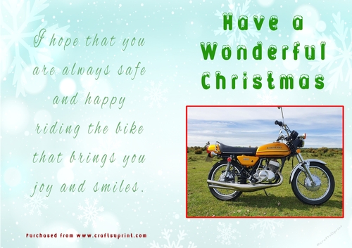 No Cut Just Print Christmas Cards - Motorbikes
