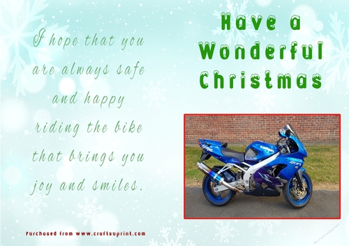 No Cut Just Print Christmas Cards - Motorbikes