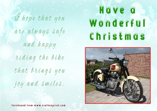 No Cut Just Print Christmas Cards - Motorbikes