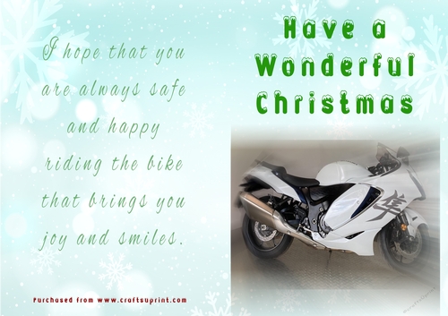 No Cut Just Print Christmas Cards - Motorbikes