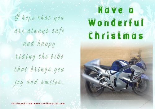No Cut Just Print Christmas Cards - Motorbikes