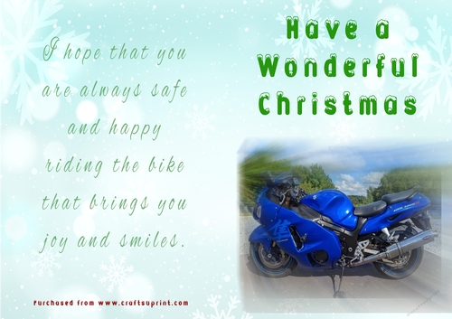 No Cut Just Print Christmas Cards - Motorbikes
