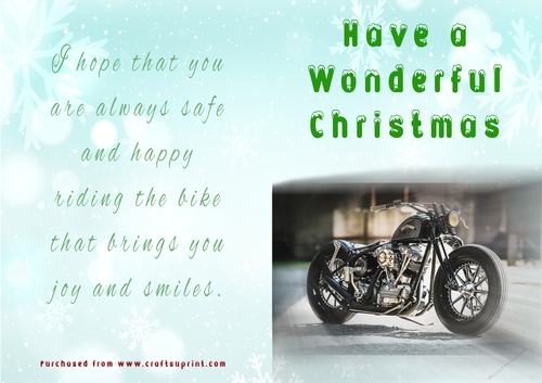No Cut Just Print Christmas Cards - Motorbikes