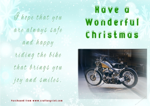 No Cut Just Print Christmas Cards - Motorbikes