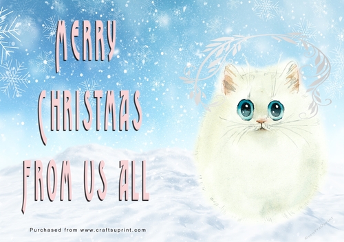 No Cut Just Print Christmas Cards - Watercolour Cats