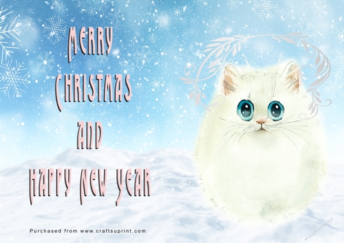 No Cut Just Print Christmas Cards - Watercolour Cats