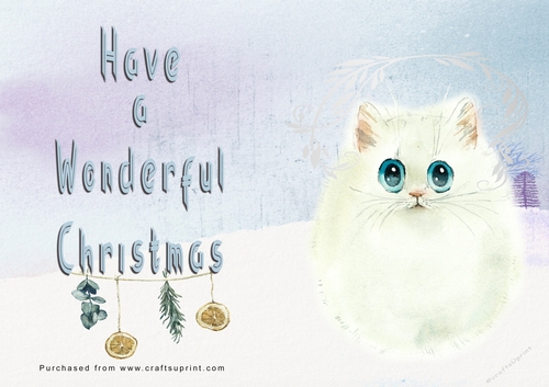 No Cut Just Print Christmas Cards - Watercolour Cats