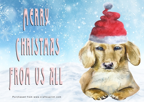 No Cut Just Print Christmas Cards - Watercolour Dogs
