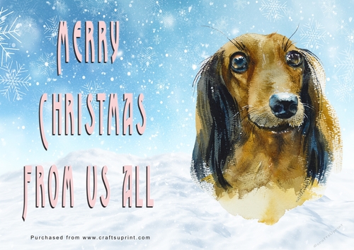 No Cut Just Print Christmas Cards - Watercolour Dogs