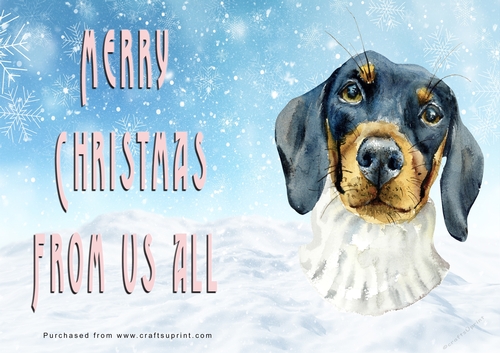 No Cut Just Print Christmas Cards - Watercolour Dogs