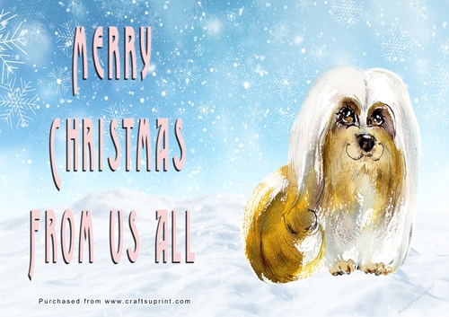 No Cut Just Print Christmas Cards - Watercolour Dogs