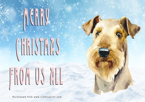 No Cut Just Print Christmas Cards - Watercolour Dogs
