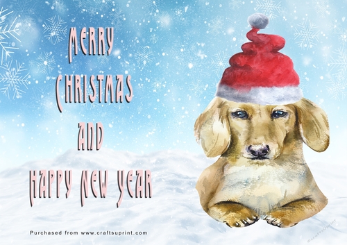No Cut Just Print Christmas Cards - Watercolour Dogs