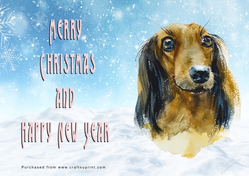 No Cut Just Print Christmas Cards - Watercolour Dogs