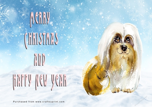 No Cut Just Print Christmas Cards - Watercolour Dogs