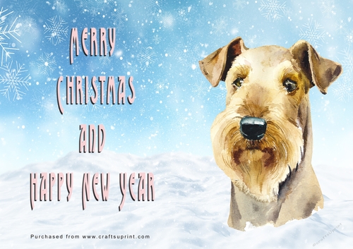 No Cut Just Print Christmas Cards - Watercolour Dogs