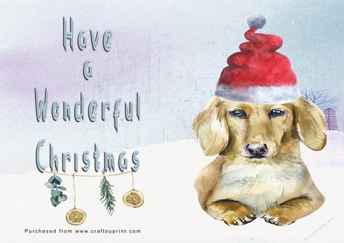 No Cut Just Print Christmas Cards - Watercolour Dogs