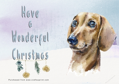 No Cut Just Print Christmas Cards - Watercolour Dogs